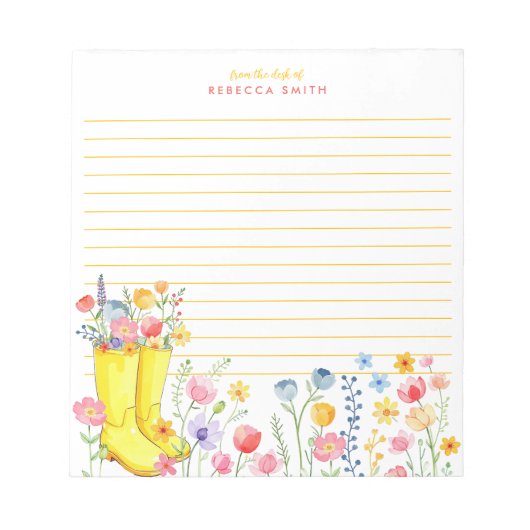 Personalisierte Wildblume Wasserfarben-Notepad - C Notizblock (Vorderseite)