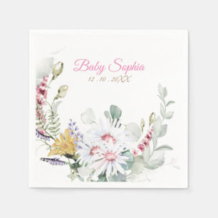 Personalisierte Wildblumen-Baby-in-Blüte-Baby Serviette