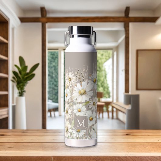 Personalisierte Wildblumen-Blumen-Monogramm Trinkflasche