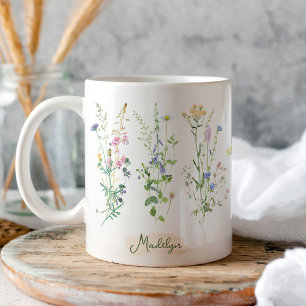 Personalisierte Wildblumen Blumenfarbe Kaffeetasse