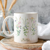 Personalisierte Wildblumen Blumenfarbe Kaffeetasse