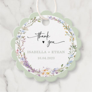 Personalisierte Wildblumen Boho Hochzeit Geschenkanhänger