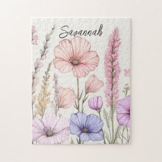 Personalisierte Wildblumen-Botanik Puzzle