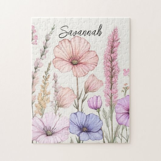 Personalisierte Wildblumen-Botanik Puzzle (Vertikal)