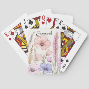 Personalisierte Wildblumen-Botanik Spielkarten