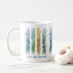 Personalisierte Wildblumen Brush Stroke Blue Green Kaffeetasse