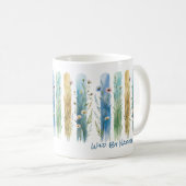 Personalisierte Wildblumen Brush Stroke Blue Green Kaffeetasse (VorderseiteRechts)