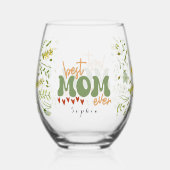 Personalisierte Wildblumen Mama am besten jeden Ta Weinglas Ohne Stiel (Rückseite)