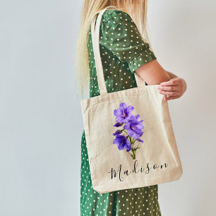 Personalisierte Wildblumen-Name Tragetasche