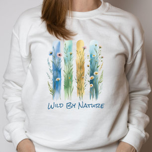 Personalisierte Wildblumen-Pinselstrich Blau Grün  Sweatshirt