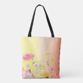 Personalisierte Wildblumen rosa und gelb Tasche (Rückseite)
