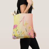 Personalisierte Wildblumen rosa und gelb Tasche (Von Nahem)
