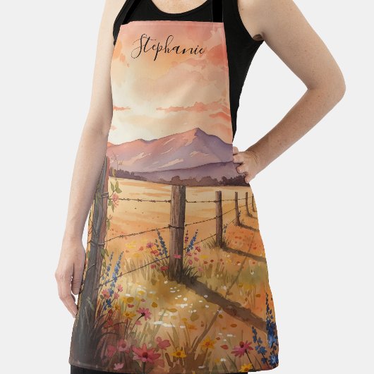 Personalisierte Wildblumen-Sonnenuntergangs-Szene Schürze