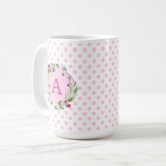 Personalisierte Wildblumen und Himbeeren Kaffeetasse (Vorderseite Links)