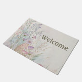 Personalisierte Wildblumen Watercolor Willkommen Fußmatte (Schrägansicht)
