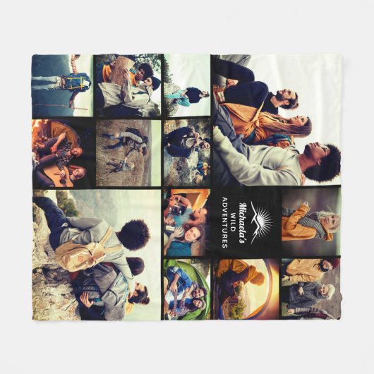 Personalisierte "Wilde Abenteuer" Foto Collage Fle Fleecedecke (Vorderseite (Horizontal))