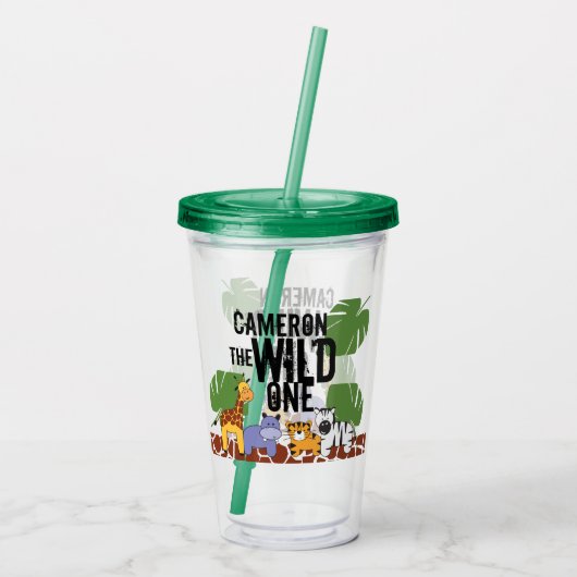 Personalisierte WildOne Safari Tierbeispiele Acryltrinkbecher (Rückseite)