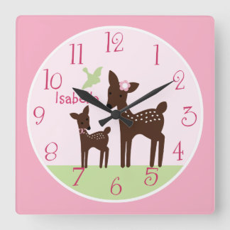 Personalisierte Wildtier-Kinderzimmer-Uhr Quadratische Wanduhr