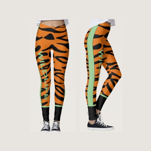 Personalisierte Wildtierart Brown Schwarzes Tiermu Leggings