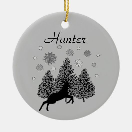Personalisierte Wildtiere Schnee Natur Weihnachten Keramik Ornament (Vorne)