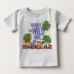 Personalisierte WILL ONE Safari Geburtstag Baby T-shirt