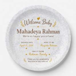 Personalisierte Willkommens-Baby-Shower-Teller Pappteller
