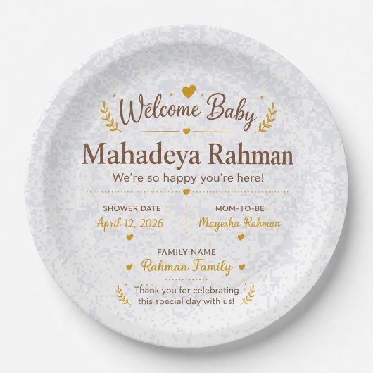 Personalisierte Willkommens-Baby-Shower-Teller Pappteller