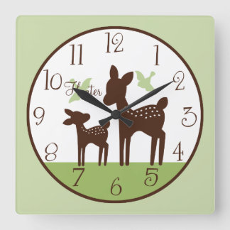 Personalisierte Willow Deh Mama und Baby Clock Quadratische Wanduhr