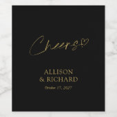 Personalisierte Wine Labels für Schwarz und Gold Weinetikett (Einzelnes Label)