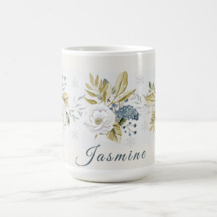 Personalisierte Winter-Botanik-Blumen Kaffeetasse