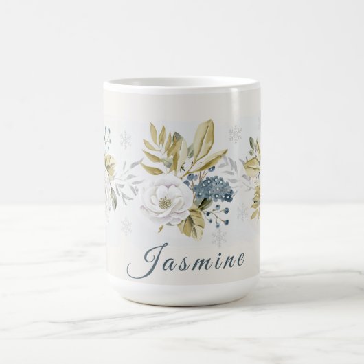 Personalisierte Winter-Botanik-Blumen Kaffeetasse (Mittel)