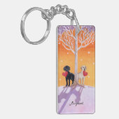 Personalisierte Winter Labradors-Malerei Schlüsselanhänger (Vorderseite links)