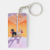 Personalisierte Winter Labradors-Malerei Schlüsselanhänger (Rückseite)