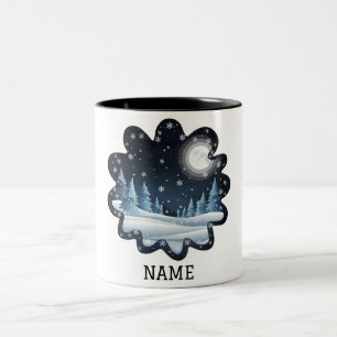 Personalisierte Winter-Nacht-Szene Zweifarbige Tasse