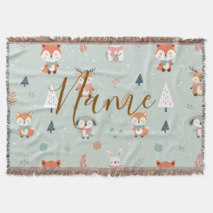 Personalisierte Winter-Waldtiere Decke