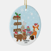 Personalisierte Winter-Waldtiere Keramik Ornament (Rechts)