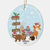 Personalisierte Winter-Waldtiere Keramik Ornament (Links)