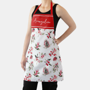 Personalisierte Winter-Wasserfarben-Blumen-Beeren- Schürze