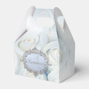 Personalisierte Winter White Roses Gable Fevor Box Geschenkschachtel
