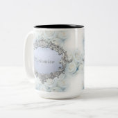 Personalisierte Winter White Roses Hochzeit Tasse (Vorderseite Links)