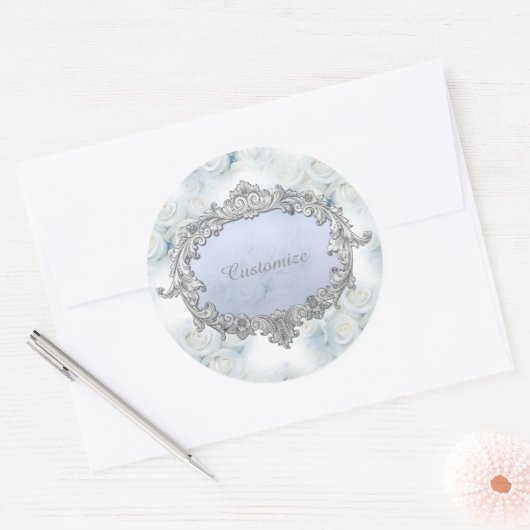Personalisierte Winter White Roses Stickers (Umschlag)