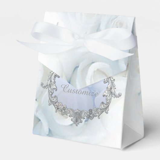 Personalisierte Winter White Roses Zelt Gefallen B Geschenkschachtel (Vorderseite)
