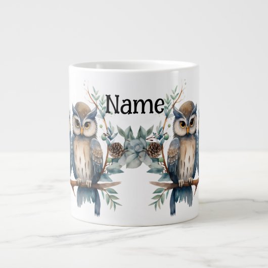Personalisierte Wintereule Jumbo-Tasse (Vorderseite)