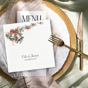 Personalisierte Winterhochzeit Holly und Glocken Serviette
