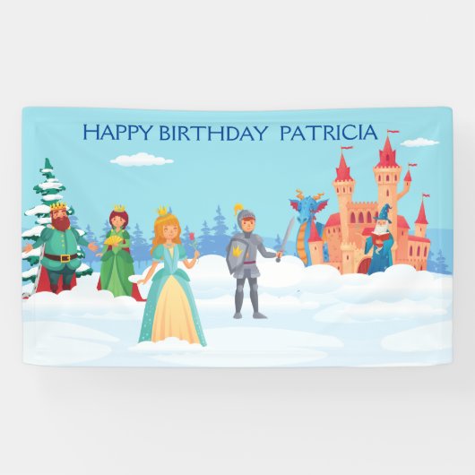 Personalisierte Winterprinzessin Königliche Famili Banner (Horizontal)