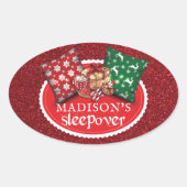 Personalisierte Winterruhe Geburtstag Ovaler Aufkleber (Vorderseite)