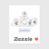 Personalisierte Winterschneeballkämpfertiere Aufkleber (Blatt)