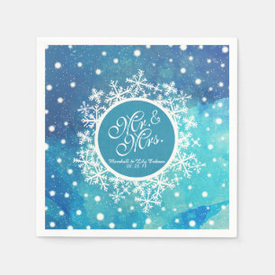 Personalisierte Winterschneeflocken Hochzeit   Nap Serviette
