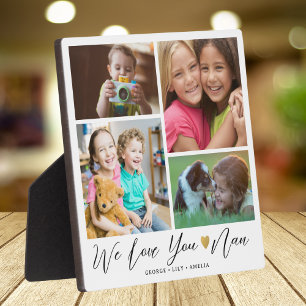 Personalisierte Wir lieben dich Nan 4 Foto Collage Fotoplatte