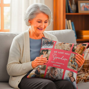 Personalisierte "Wir lieben dich, Oma" Fotocollage Kissen